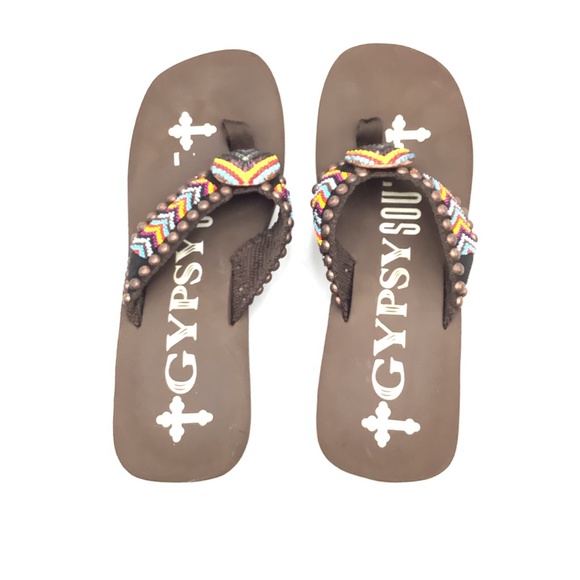 Gypsy Soule Women's Sandals Brown/Mutl Color Swarovski Crystals Size: 11 - Picture 5 of 6